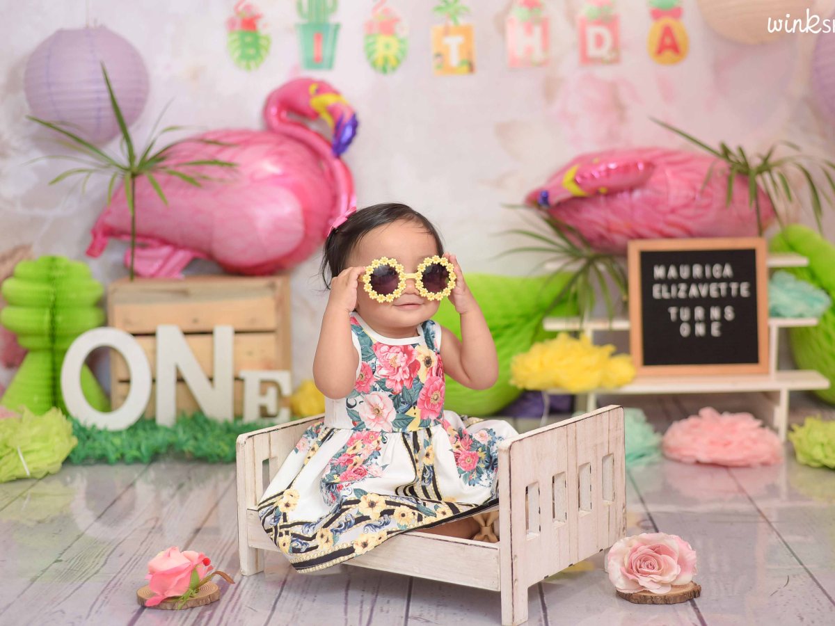 Flamingo Theme 1st Birthday Photoshoot of Baby&nbsp;Zav